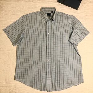 Arrow collar plaid blue-green button-down shirt